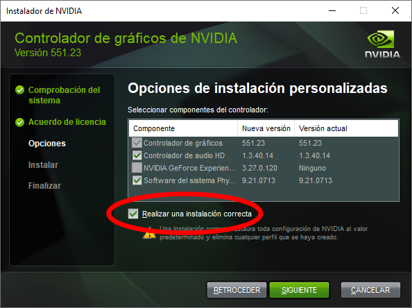 El instalador de nVidia no puede continuar. Varias Soluciones