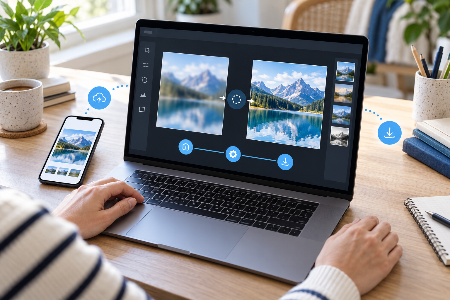 Proceso para mejorar una foto borrosa con inteligencia artificial desde una computadora