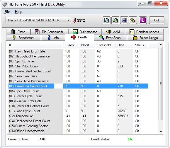 Ver valores SMART de un disco HD Tune Pro