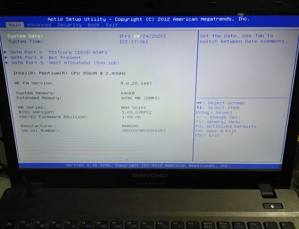 Como entrar al BIOS de notebook Bangho Max G01