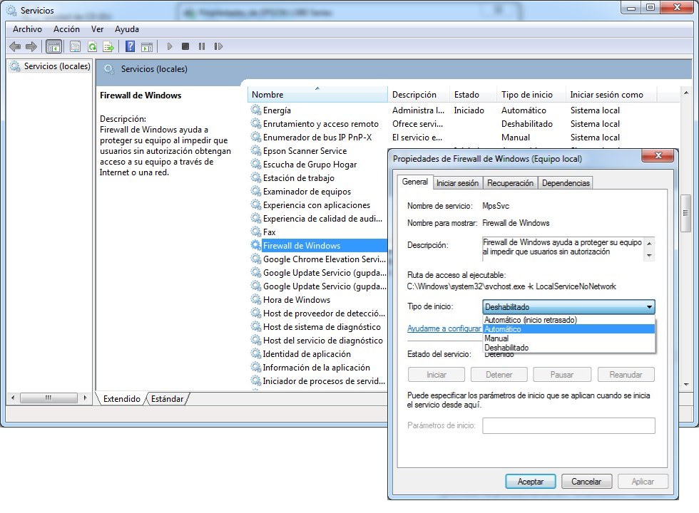 Error 0x000006d9 al compartir impresora en Windows 7