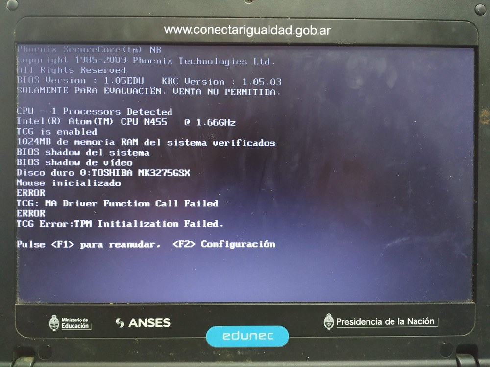 Netbook Error TCG Error TMP Initialization Failed Netbook Error TCG Error TMP Initialization Failed