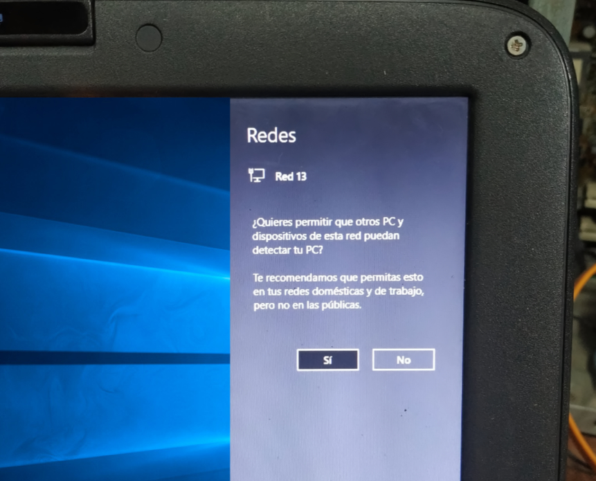 ¿Quieres permitir que otros PC y dispositivos de esta red puedan detectar tu PC? ¿Quieres permitir que otros PC y dispositivos de esta red puedan detectar tu PC?