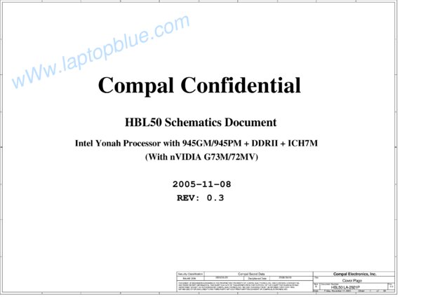 Vista previa de Esquematico Compal LA-2921P Acer TravelMate 4230