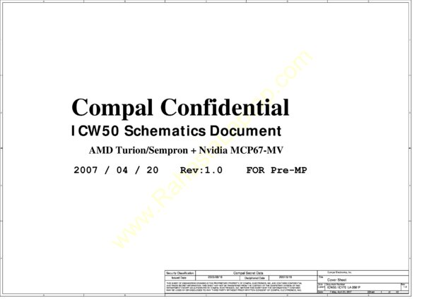 Vista previa de Esquematico Compal LA-3581P ICW50 ICY70 Rev 1.0