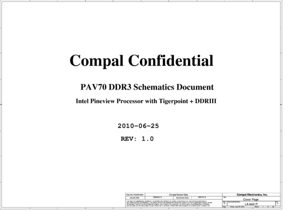 Vista previa de Esquematico Compal LA-6421P PAV70 Rev 0.1 (Acer AOD255)