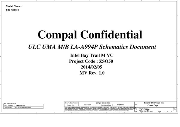 Vista previa de Esquematico Compal LA-A994P Rev 1.0
