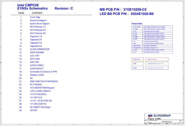 Vista previa de Esquematico ECS E10ISX (netbook-G1)