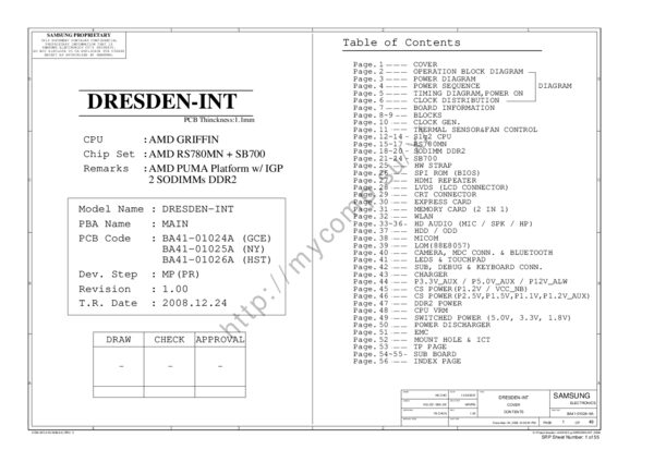 Vista previa de Esquematico Samsung BA41-01024A BA41-01025A BA41-01026A Rev 1.0