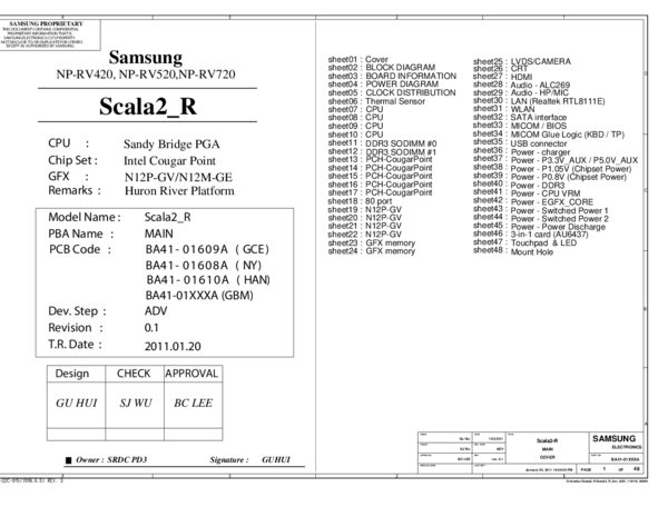Vista previa de Esquematico Samsung BA41-01609A BA41-01608A BA41-01610A Rev.0.1 NP-RV420 NP-RV520 NP-RV720