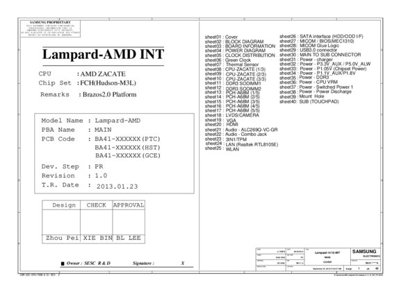 Vista previa de Esquematico Samsung BA41-XXXXXX (PTC) (HST) (GCE) Rev 1.0