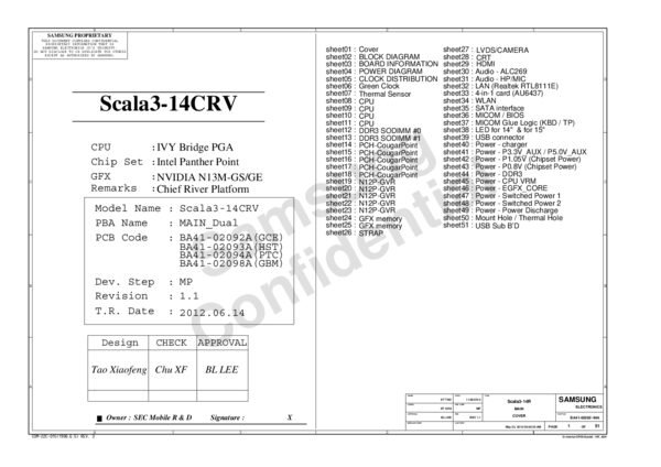 Vista previa de Esquematico Samsung Scala3-14CRV Rev 1.1 NP300