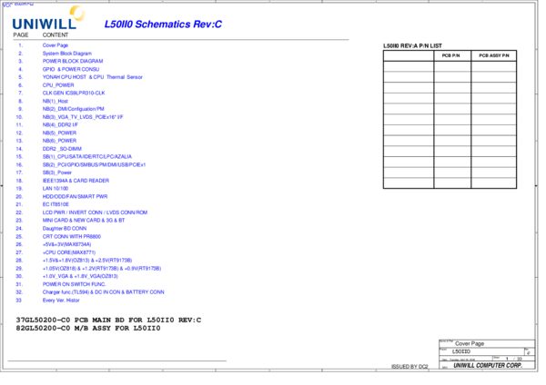 Vista previa de Esquematico UNIWILL L50II0 37GL50200-C0 REV C