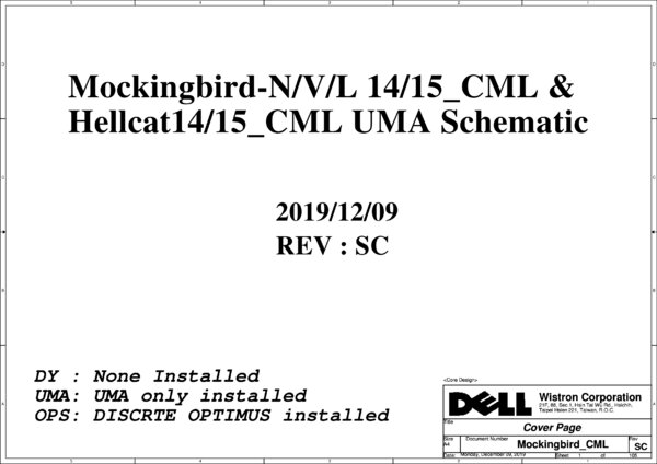 Vista previa de Esquematico Wistron Mockingbird_CML (Dell Latitude 3510 P101F)