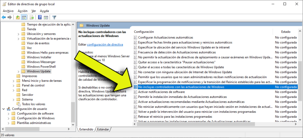 Desactivar actualizaciones de Drivers en Windows Update y Microsoft Store en Windows 10 y 11